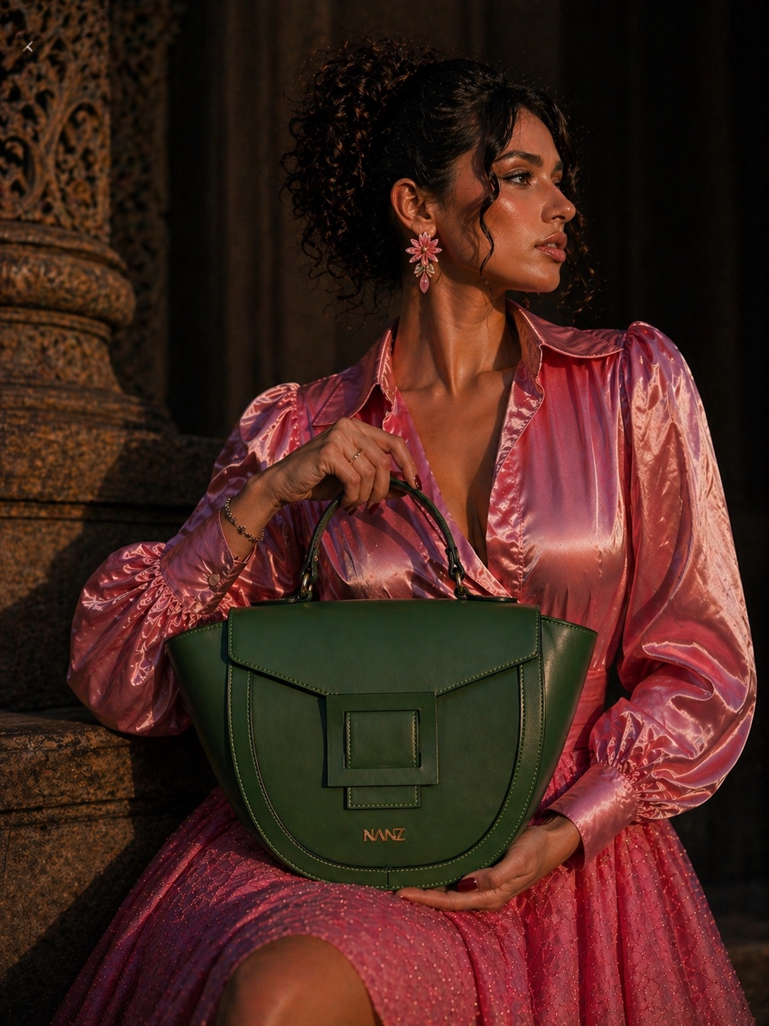 NANZ Lucella Sculpture Handbag Green NANZ Lucella Sculpture Handbag Green - Image 8