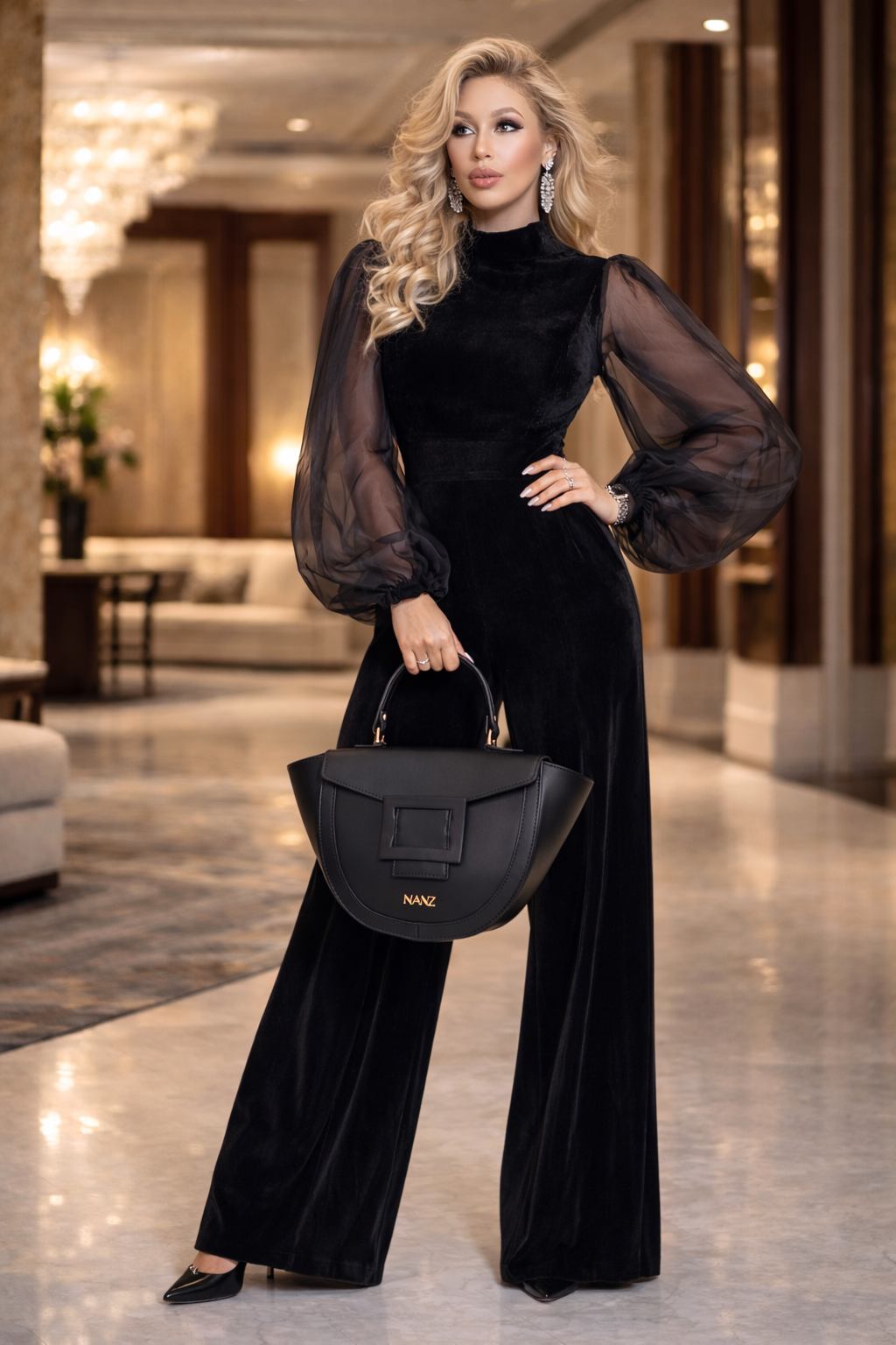 NANZ Lucella Sculpture Handbag Black NANZ Lucella Sculpture Handbag Black - Image 7