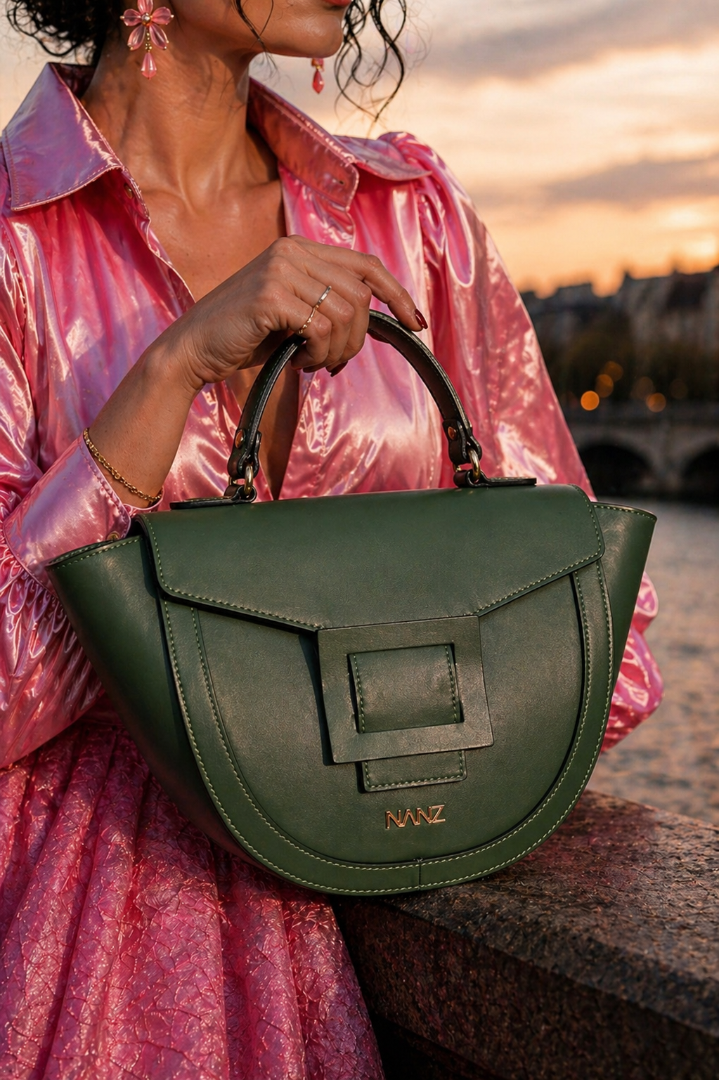 NANZ Lucella Sculpture Handbag Green NANZ Lucella Sculpture Handbag Green - Image 11