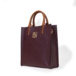 NANZ Milano Pebbled Leather Compact Tote Burgundy