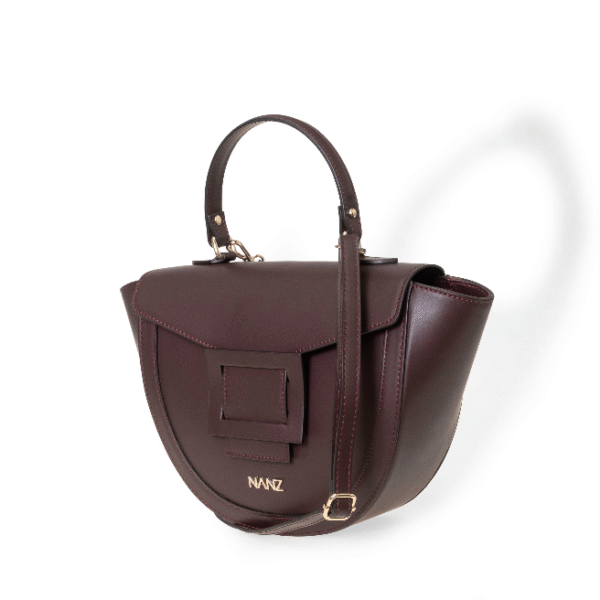 NANZ Lucella Sculpture Handbag Burgundy