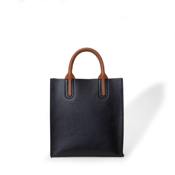 NANZ Milano Pebbled Leather Compact Tote Black - Image 3