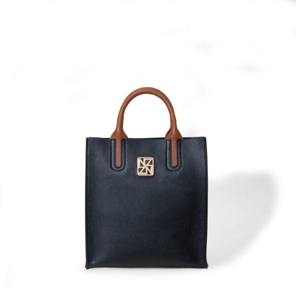 NANZ Milano Pebbled Leather Compact Tote Black - Image 2