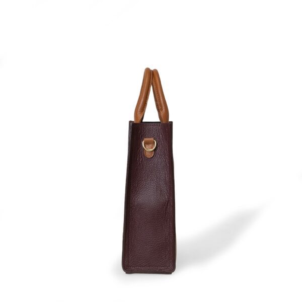 NANZ Milano Pebbled Leather Compact Tote Burgundy - Image 5